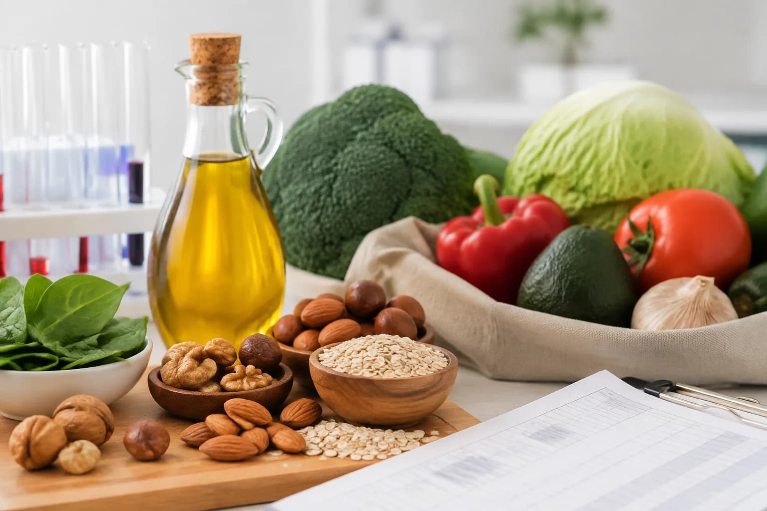 Grafika przedstawiająca temat artykułu: Jak obniżyć cholesterol? Dieta, aktywność fizyczna i leczenie