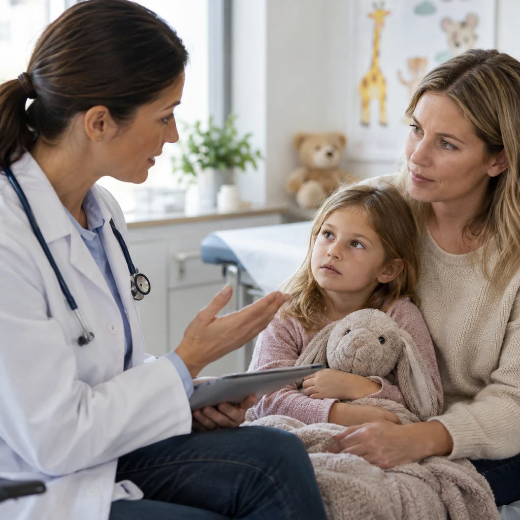 Rodzic z dzieckiem podczas rozmowy z pediatrą