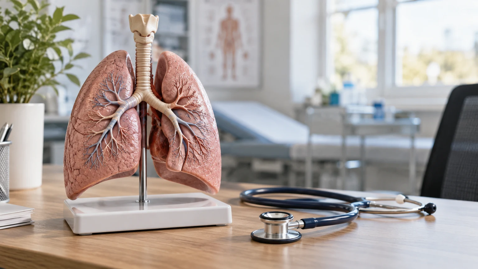 Model anatomiczny układu oddechowego i stetoskop