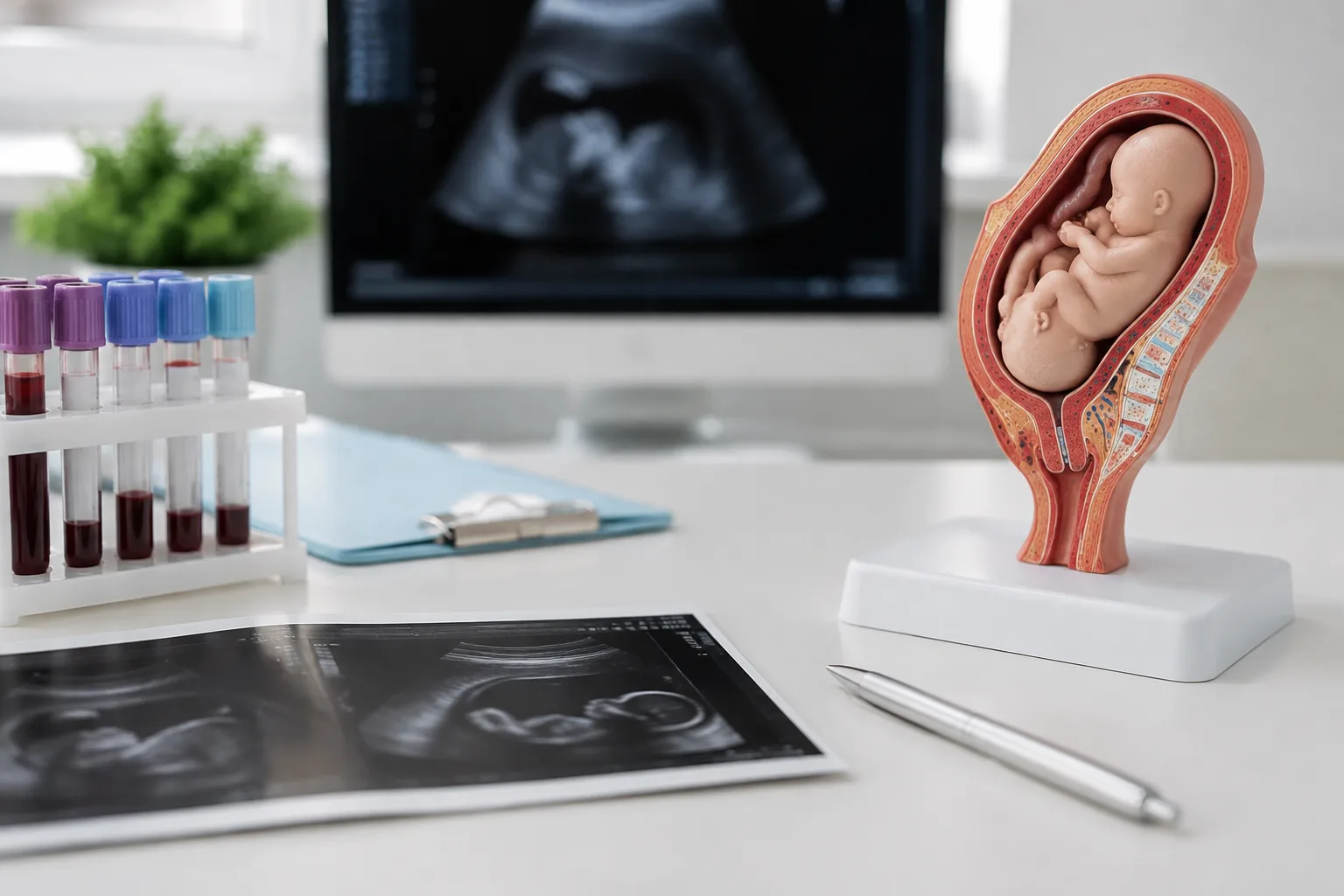 Grafika przedstawiająca temat artykułu: Badania prenatalne – jakie badania genetyczne płodu i kiedy warto wykonać?