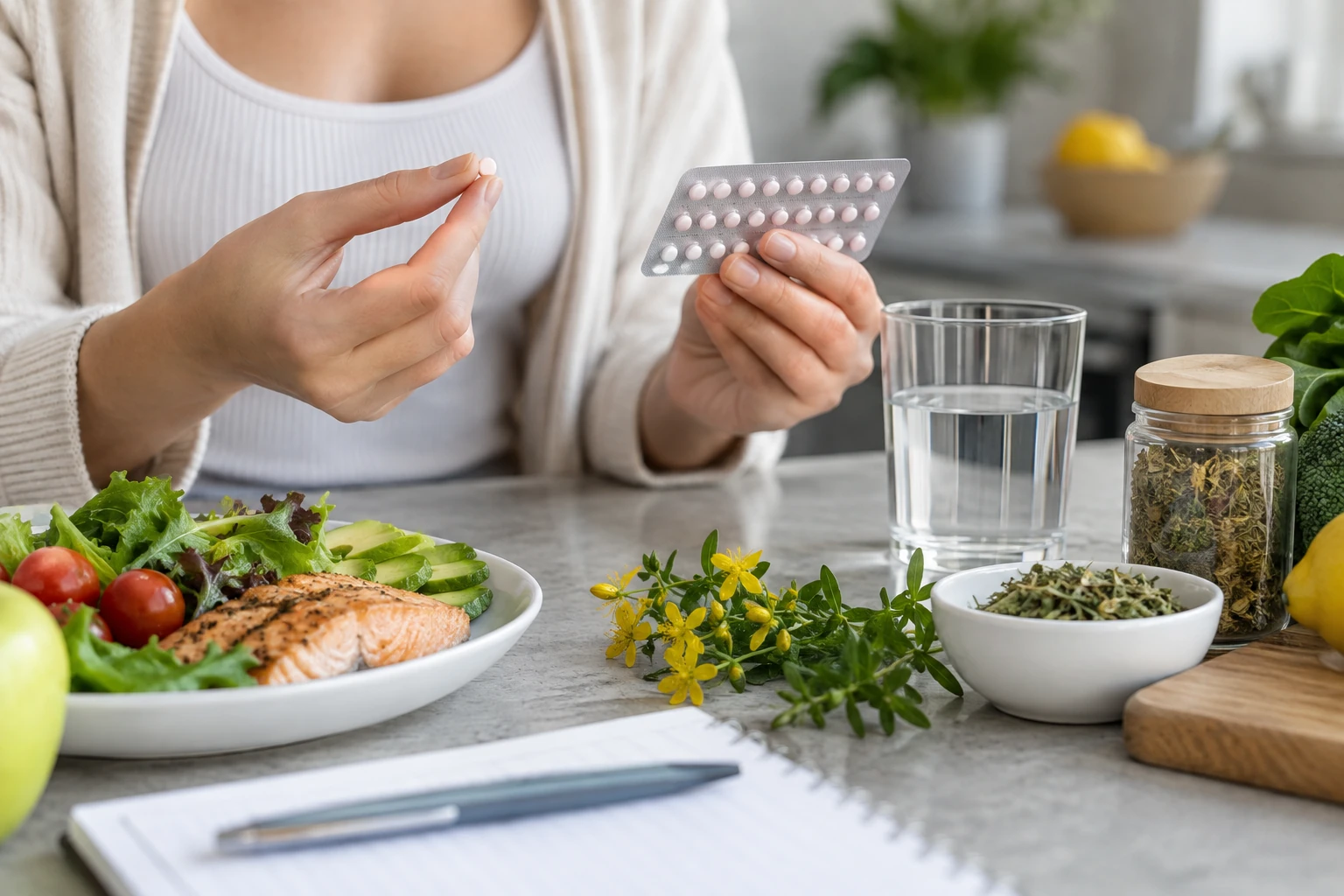 Tabletki antykoncepcyjne a dieta: zioła, interakcje i wpływ na masę ciała – ilustracja uzupełniająca