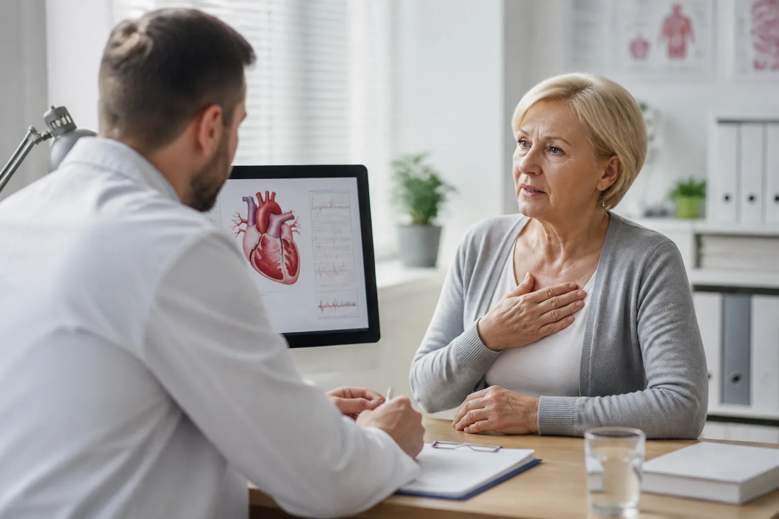 Ilustracja medyczna do artykułu: Kłucie w sercu – przyczyny, diagnostyka i objawy alarmowe