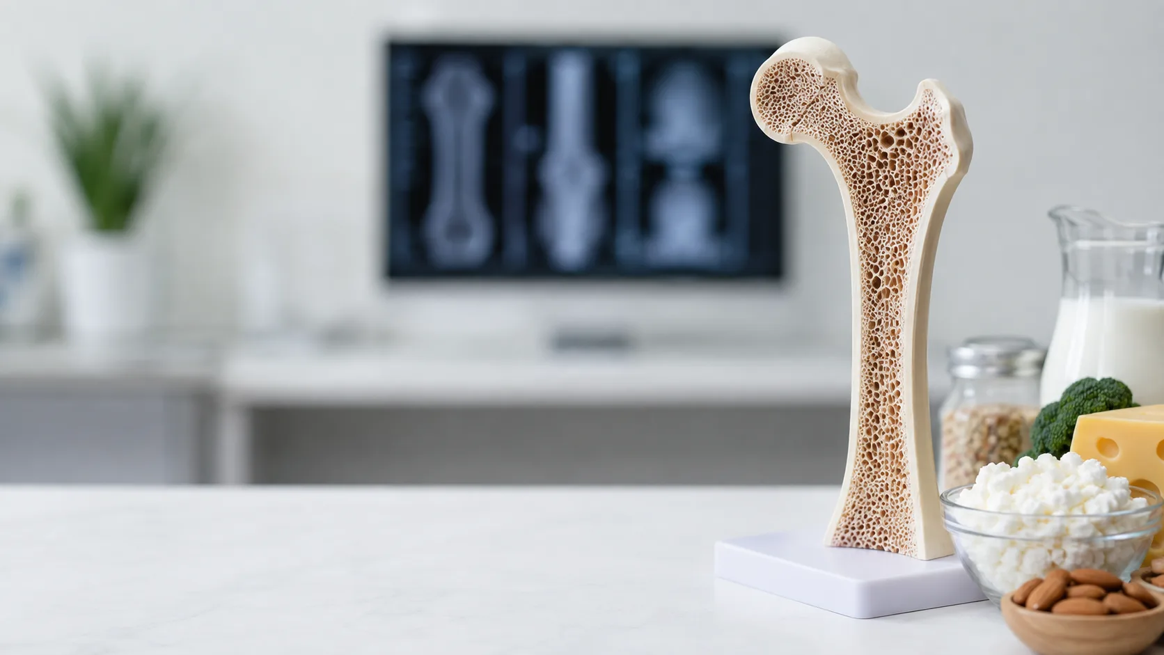 Grafika przedstawiająca temat artykułu: Osteoporoza – objawy, przyczyny, diagnostyka i leczenie