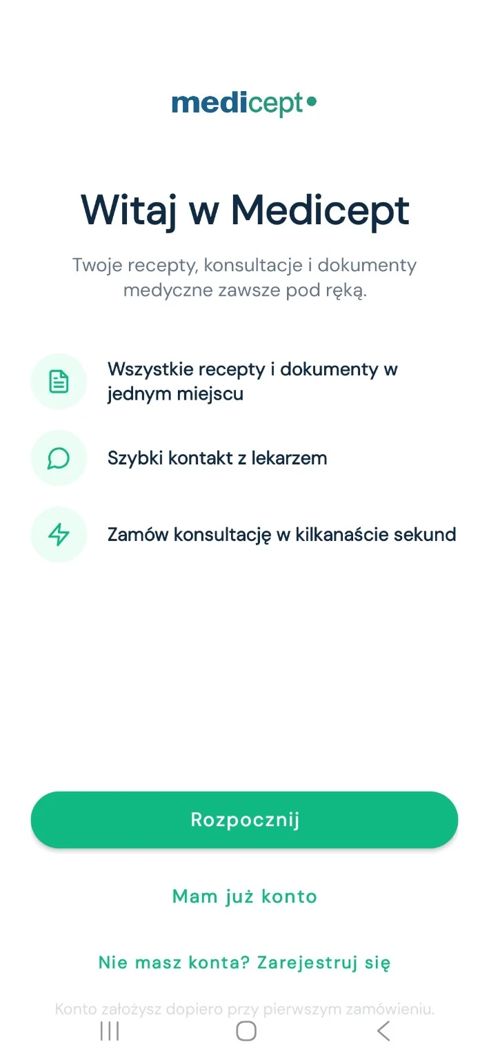 Ekran aplikacji Medicept